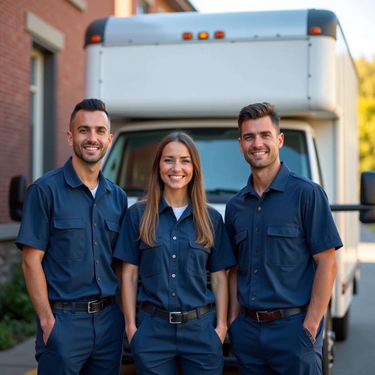 First Priority Movers team standing proudly beside clean moving truck in Minneapolis