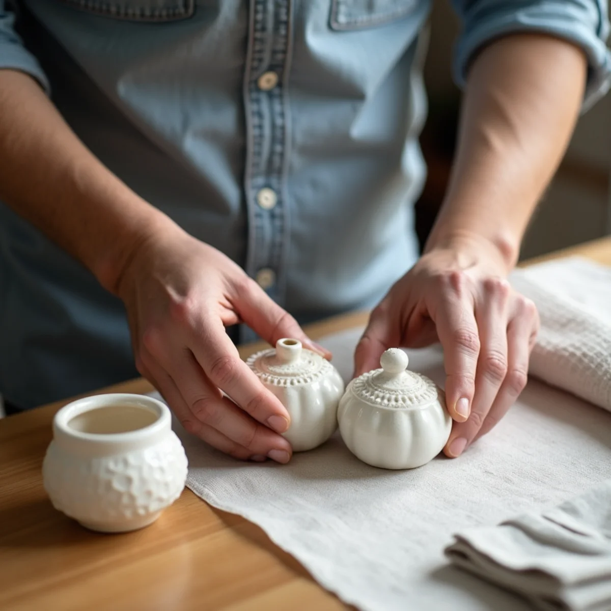 First Priority Movers gently wrapping delicate keepsakes during senior downsizing transition