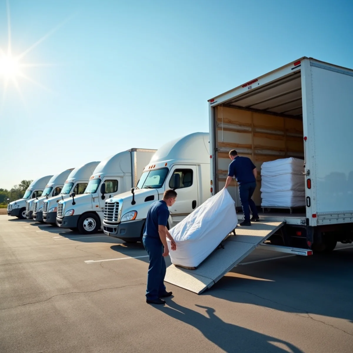 Fleet of First Priority Movers trucks and equipment prepared for Twin Cities moving services